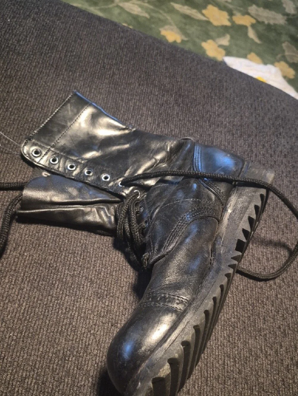 Men's Black Leather Lace-Up Work Boots